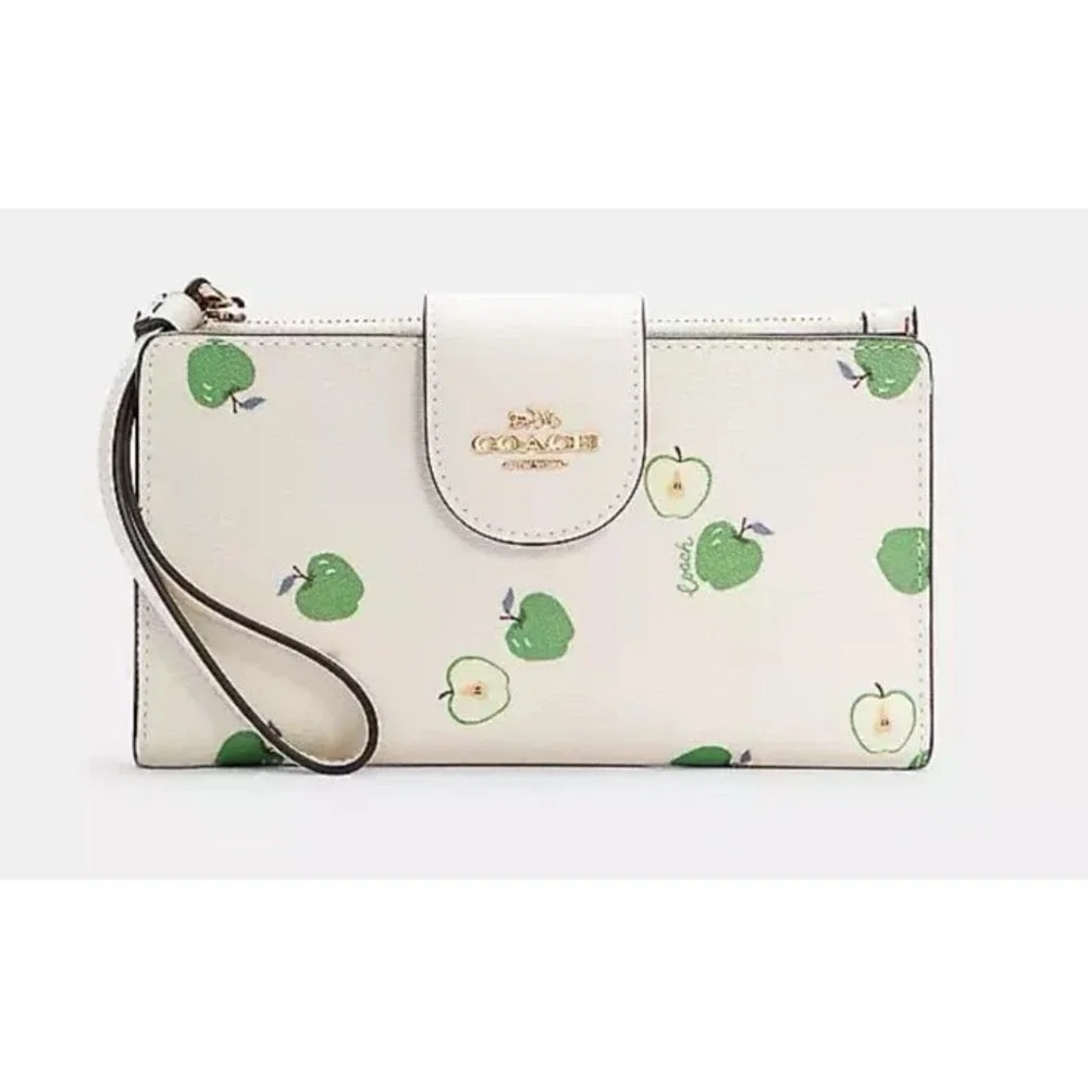 COACH Phone Wallet With Apple Print NEW